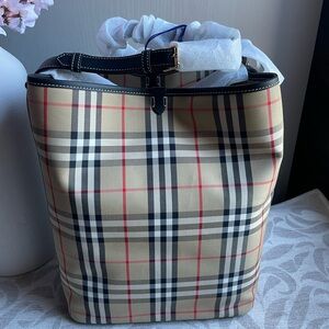 Burberry Beige and Red Check Shoulder Bag